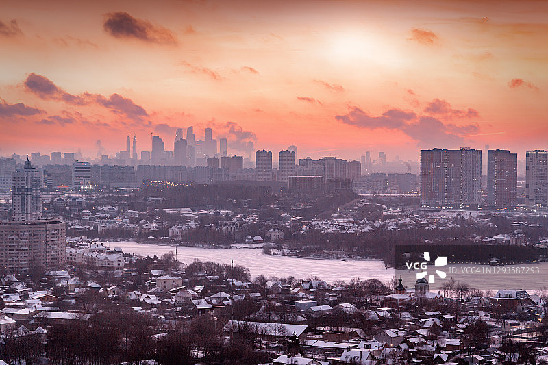 莫斯科城市冬季浪漫早晨图片素材