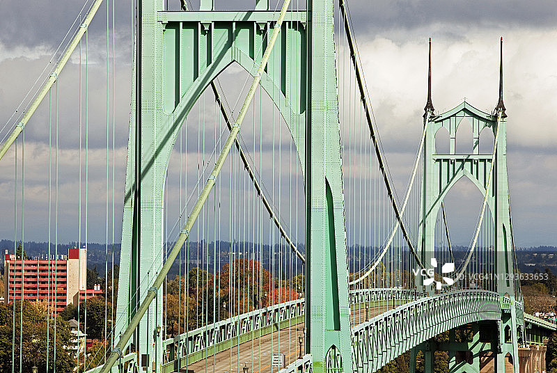 哥特式建筑风格悬索桥塔图片素材