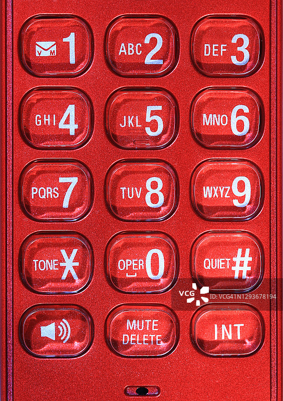 红色无线电话听筒按键特写图片素材
