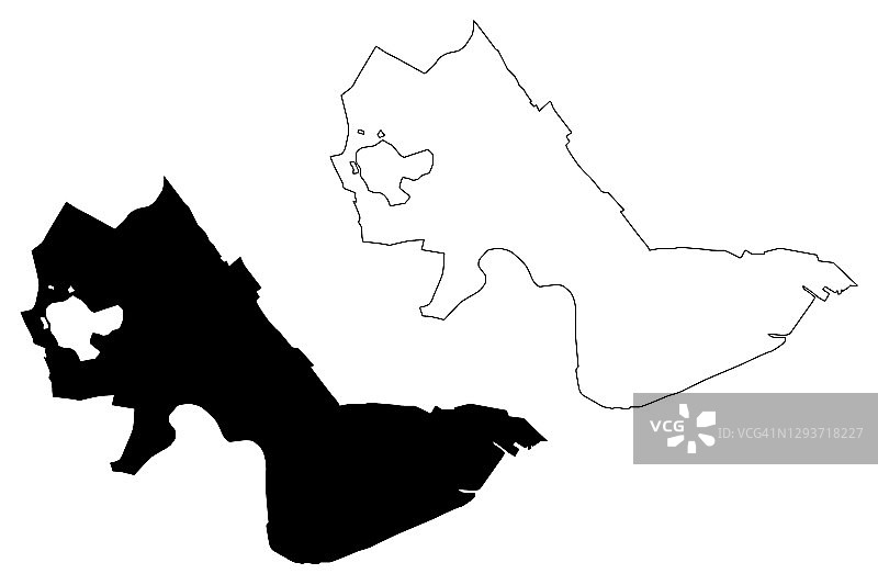 马萨诸塞州剑桥市地图矢量插图，涂鸦草图剑桥市地图图片素材