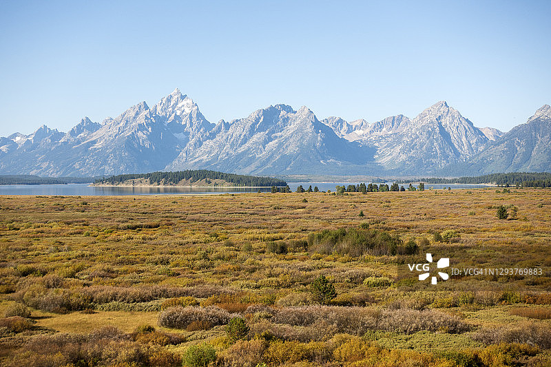 从杰克逊湖旅馆看到的山景图片素材