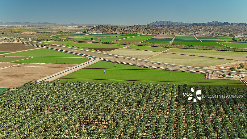 加利福尼亚州帝国谷的农业景观航拍图片素材