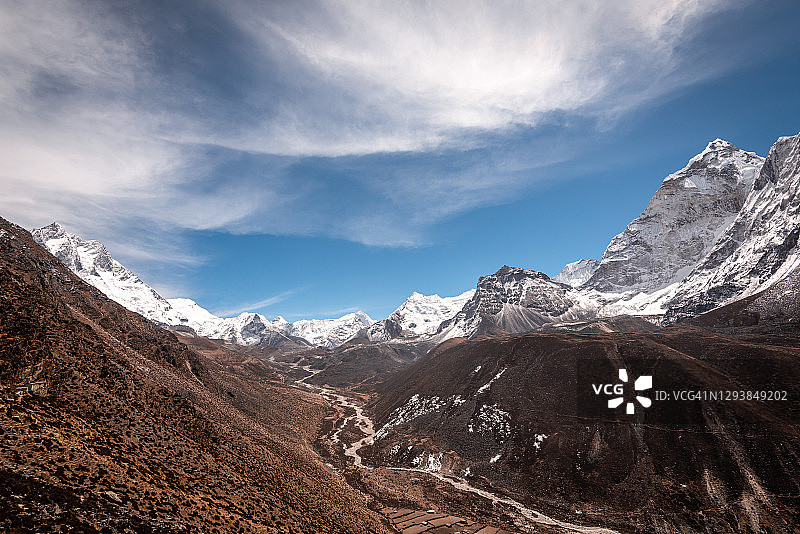 尼泊尔喜马拉雅山脉的坎特加峰图片素材