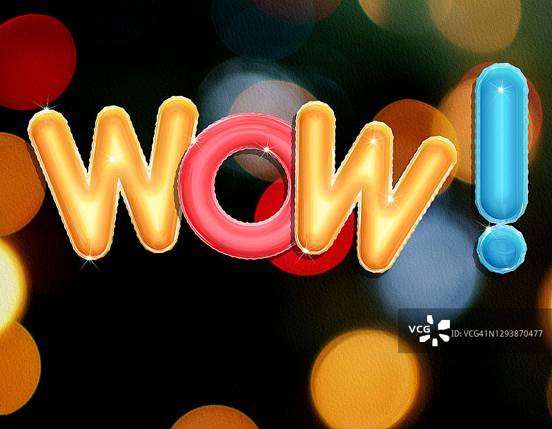 彩色箔气球哇哦字样图片素材