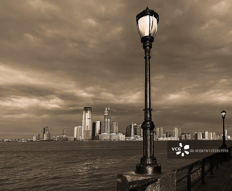 哈德逊河和泽西市图片素材