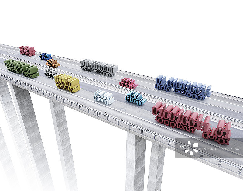 由二进制数字组成的汽车和卡车图片素材