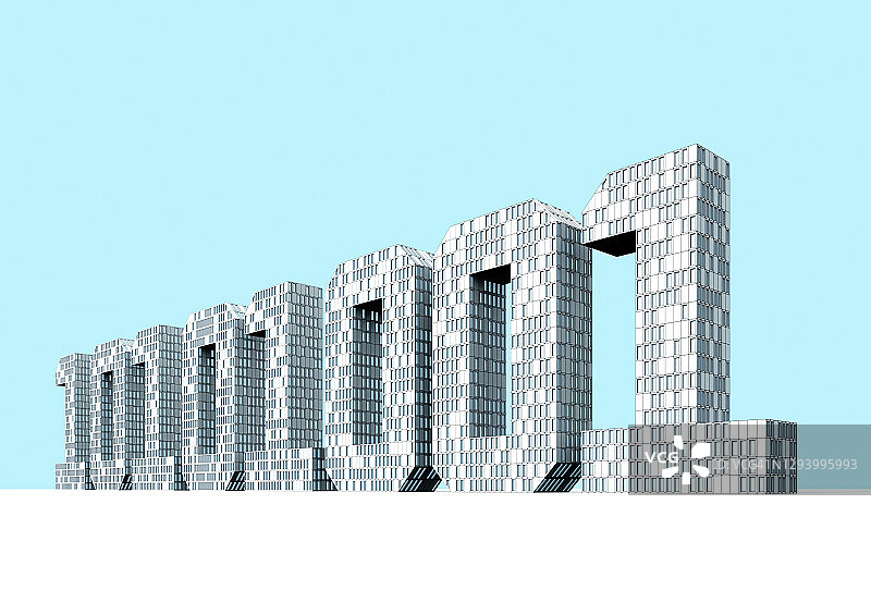 二进制数字形状的建筑图片素材