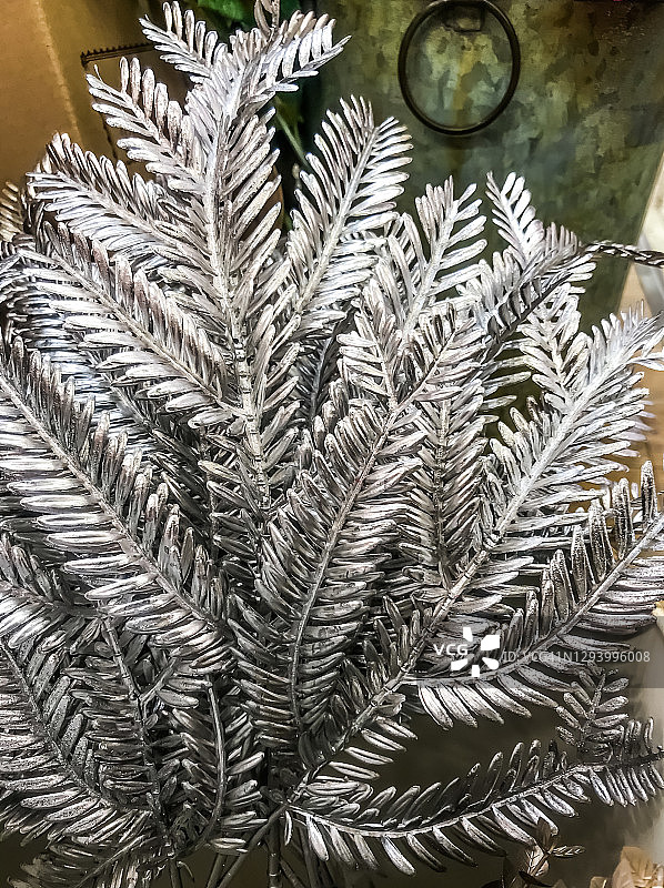 银色仿制树叶DIY材料图片素材