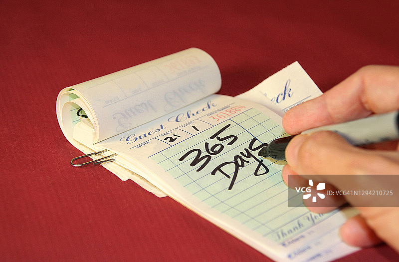 手写365天餐厅账单图片素材