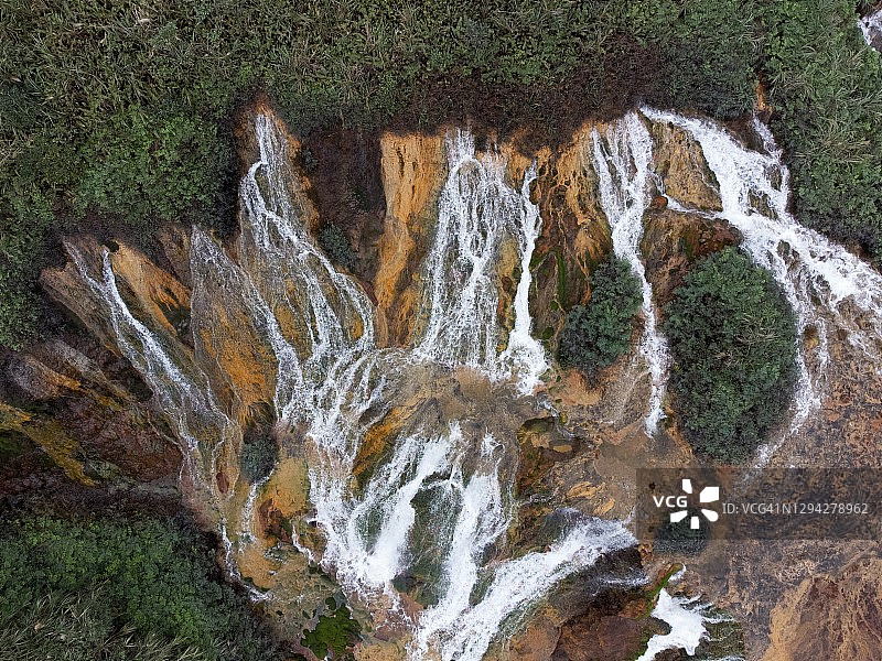 中国台湾金瓜石黄金瀑布图片素材