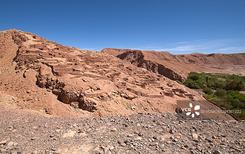 智利阿塔卡马沙漠中普卡拉德基托史前哥伦布时期堡垒的古代遗址图片素材