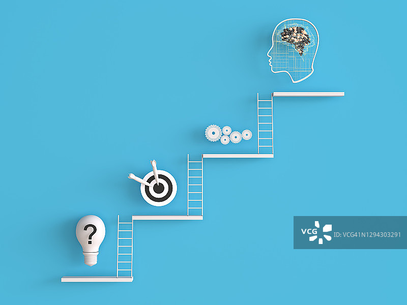 抽象的阶梯问题和解决方案数字概念图片素材