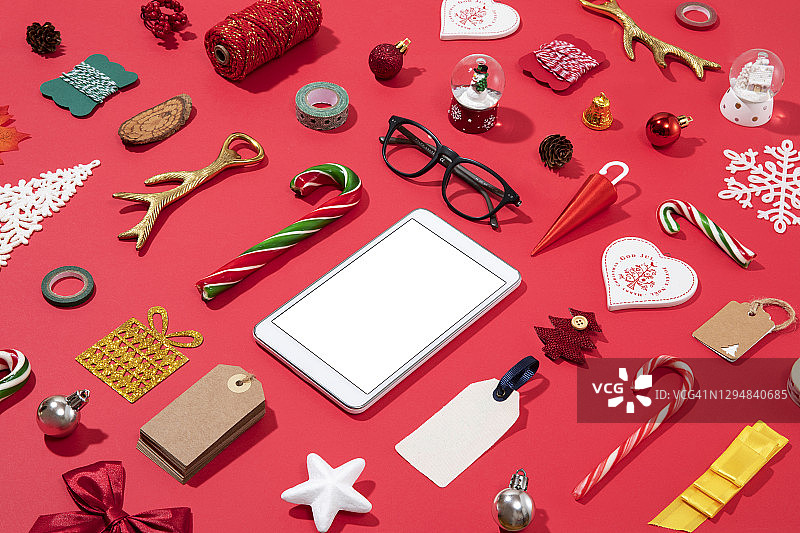 圣诞物品摆放背景图片素材