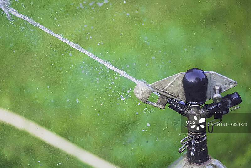 草坪洒水器的特写镜头图片素材