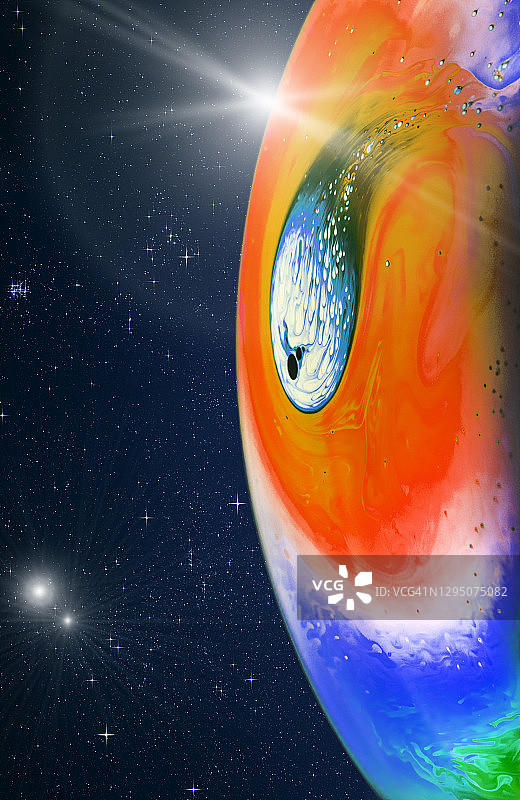 宇宙空间繁星与气态行星图片素材