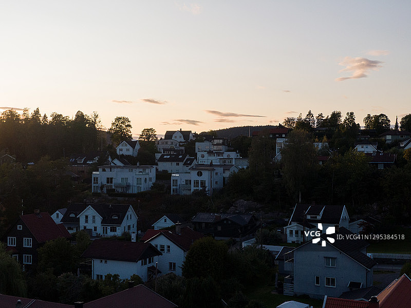 挪威奥斯陆住宅区鸟瞰图图片素材