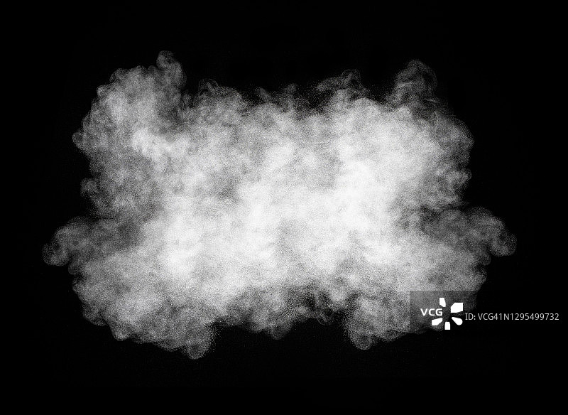 黑色背景上的白色烟雾粒子撞击爆炸效果图片素材