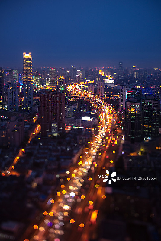 上海夜景高架路图片素材