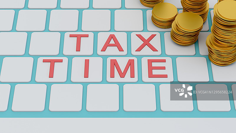 键盘上的税务季文字图片素材