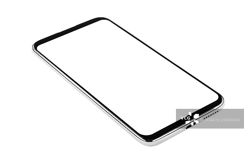 带白色屏幕的智能手机独立模型，高质量工作室拍摄图片素材