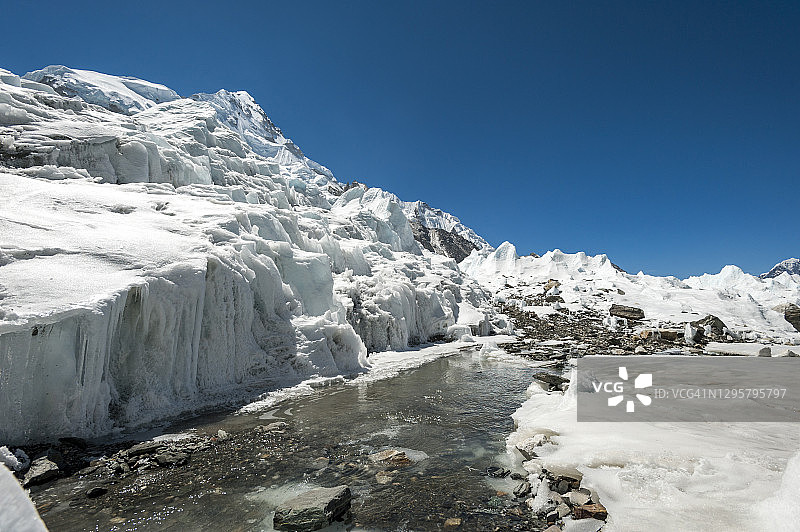 冰融化时昆布冰川下的水图片素材