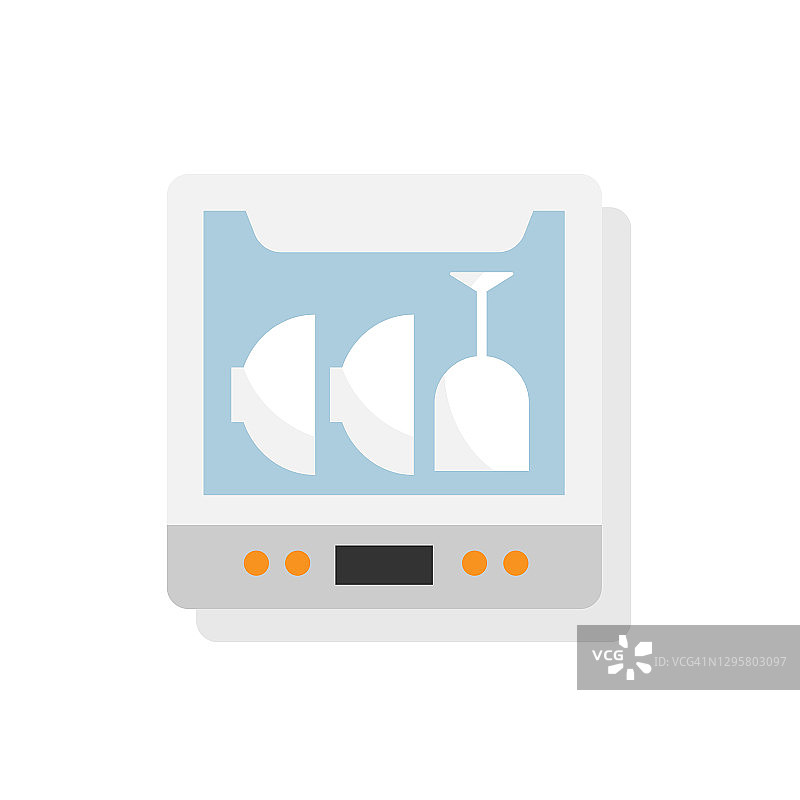 扁平风洗碗机矢量图标图片素材