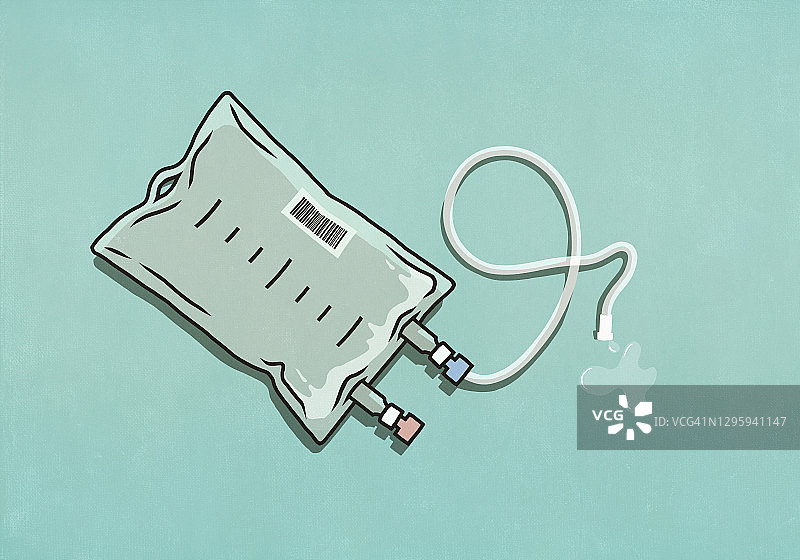 蓝绿色背景上的输液袋图片素材