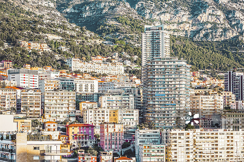 蒙特卡洛的摩天大楼，摩纳哥，法国图片素材