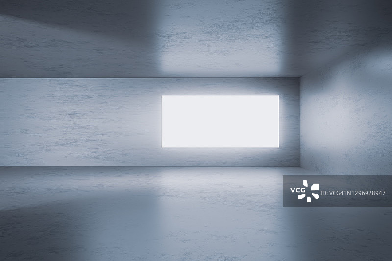 带有空白屏幕的简朴白色房间图片素材