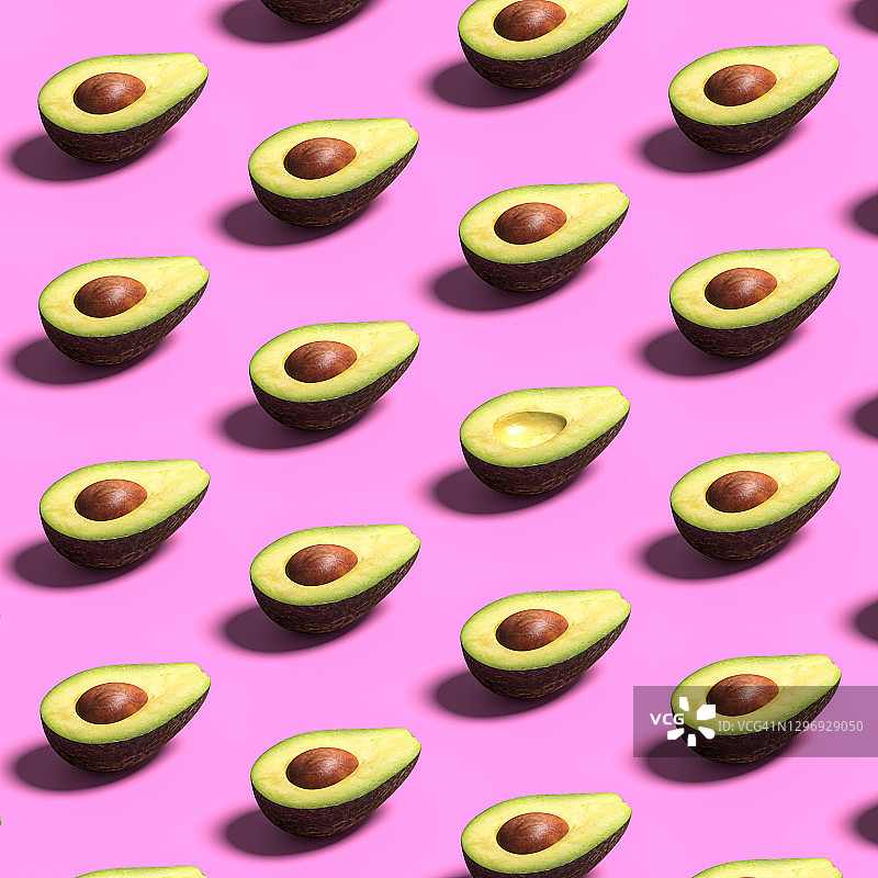 牛油果对半切开俯视图图片素材