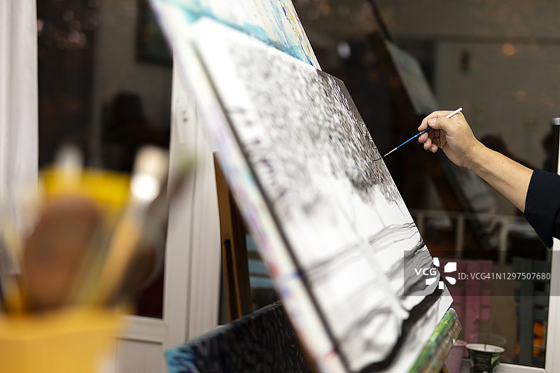 刮刀抽象油画图片素材