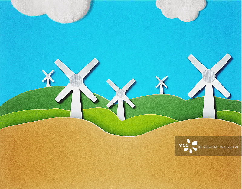 纸工艺品中的风力涡轮机图片素材