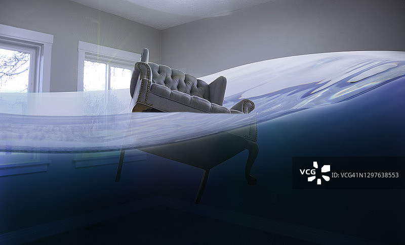 被洪水淹没的房屋图片素材