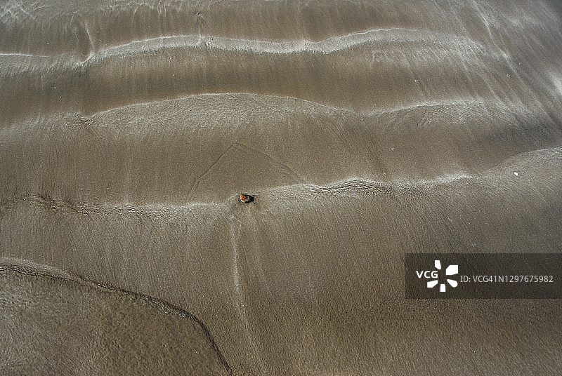 沙滩上的波浪痕迹图片素材