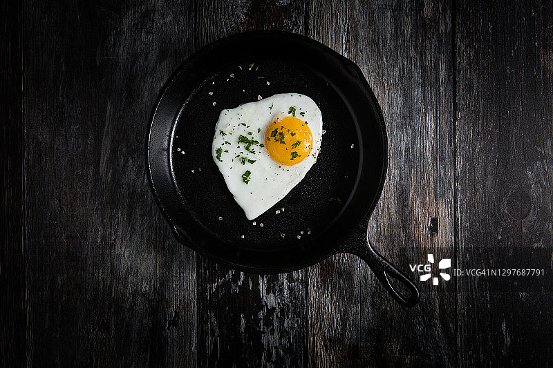 铸铁锅里的煎蛋图片素材