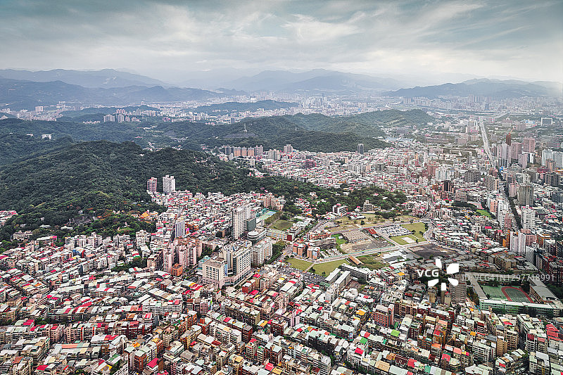 中国台湾台北城市景观航拍图片素材