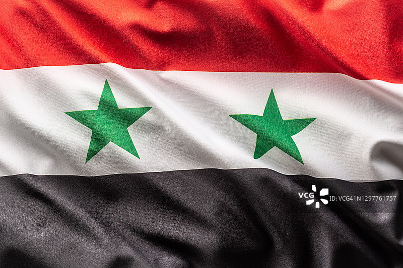 迎风飘扬的叙利亚国旗图片素材