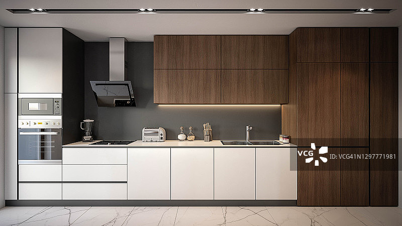 厨房室内设计3D渲染图图片素材