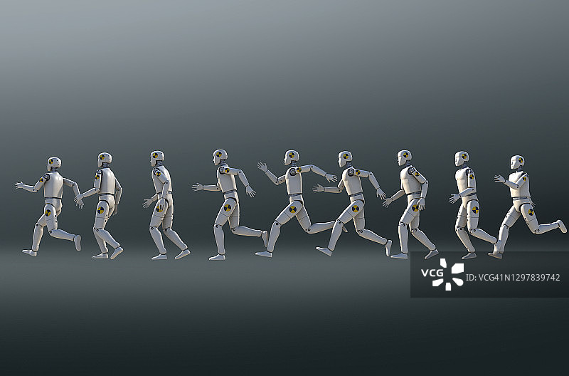 3D奔跑机器人模型图片素材