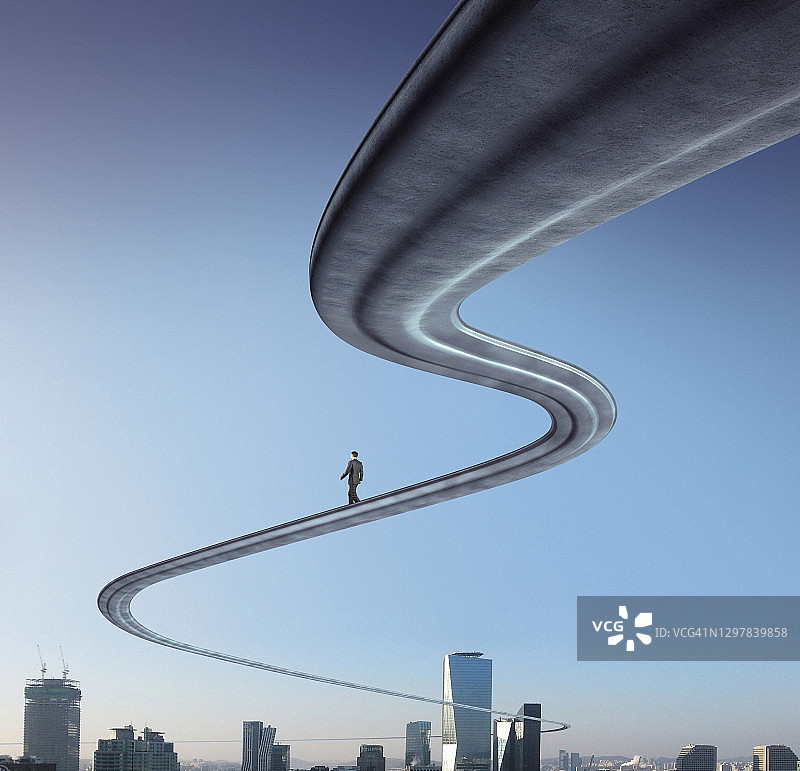 汝矣岛公路上的亚洲商务男士图片素材