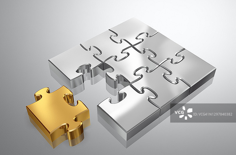 拼图，积木，玩具，物体，钢，金，3D图片素材