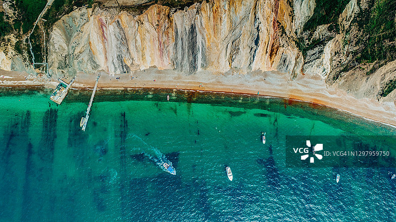 英国怀特岛矾湾航拍图片素材