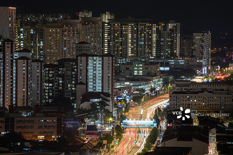 马来西亚吉隆坡住宅区城市夜景图片素材