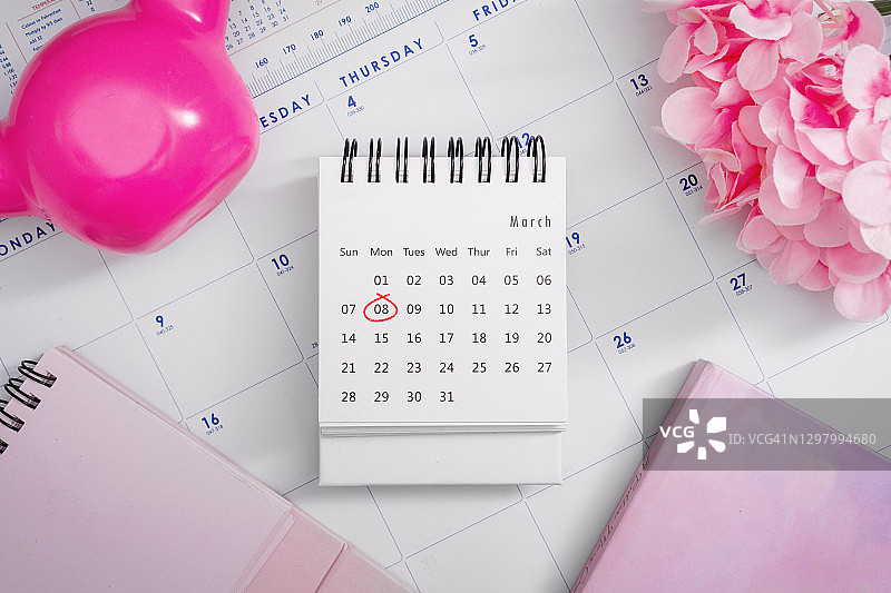3月8日国际妇女节日历特写图片素材