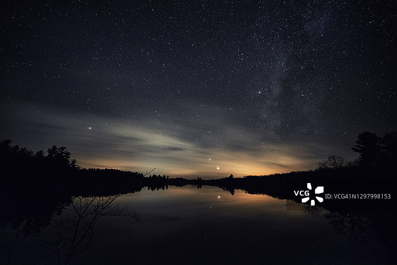 加拿大安大略省北半球星空夜景图片素材