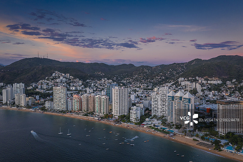 阿卡普尔科海滩日落图片素材