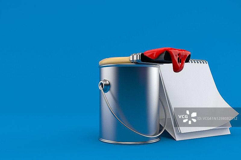 带有空白日历的油漆桶图片素材