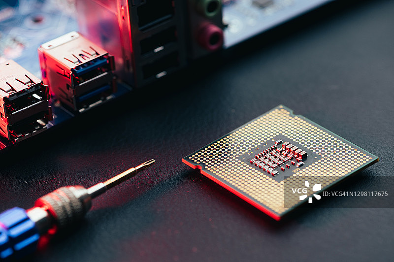 CPU和主板特写图片素材