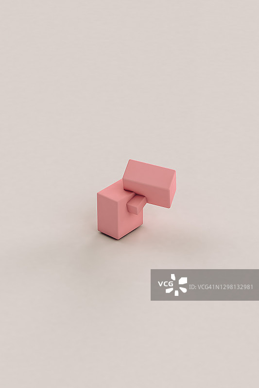 相互连接的粉色长方体3D渲染图片素材