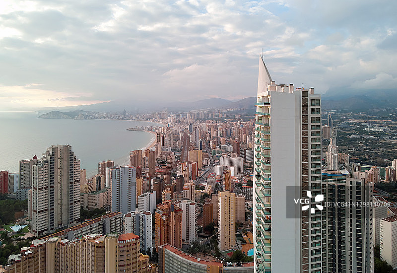 西班牙贝尼多姆城市景观航拍图片素材